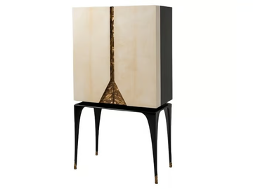 MARTINI - Wood veneer and parchment paper bar cabinet by Mantellassi 1926 - view 2